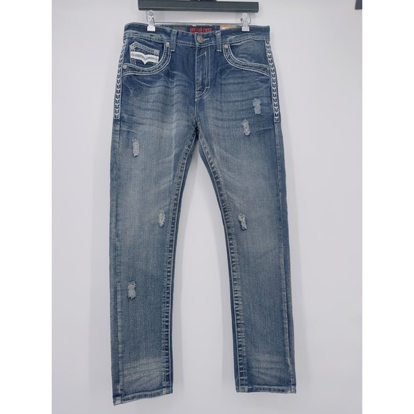GS-115 Doheny Slim Fit Jeans Thick Stitch Distressed Men's Jeans Size 32x31 - Picture 6 of 12
